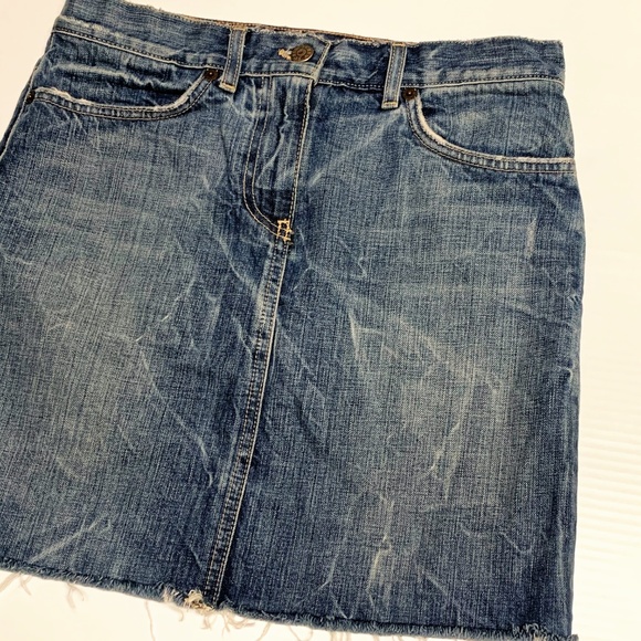 J. Crew Distressed Raw Hem Denim Mini Skirt, 0 - Picture 3 of 5